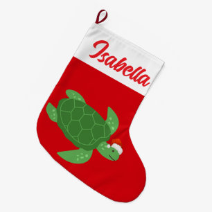 Red God jul sköldpaddsfisk Santa Julafton Stor Julstrumpa