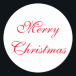 Red God jul-skript | HELGDAG Runt Klistermärke<br><div class="desc">God jul Traditional Red Helgdag Stickers med rött skript på vit bakgrund.</div>