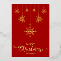 Red God jul Snöflingor Guld