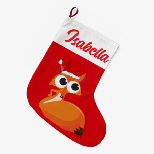 Red God jul squirrel Santa hat Julafton Stor Julstrumpa