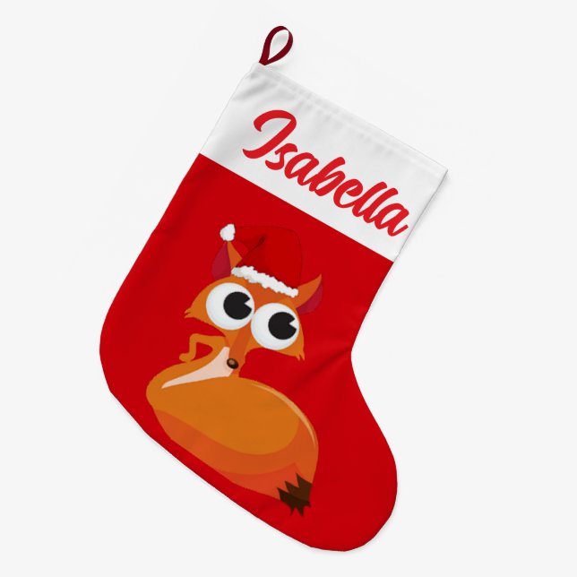 Red God jul squirrel Santa hat Julafton Stor Julstrumpa (Framsidan (Hängande))