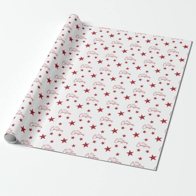 Red God jul Stars Presentpapper (Utrullad)