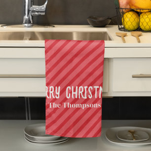 Red God jul Stripe Personlig Kökshandduk