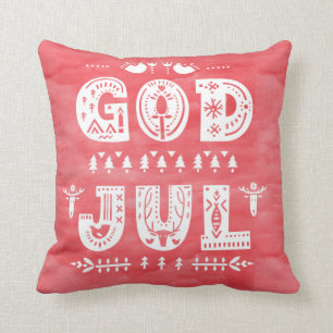 Red God Jul Svenska julskandi Stil skript Kudde