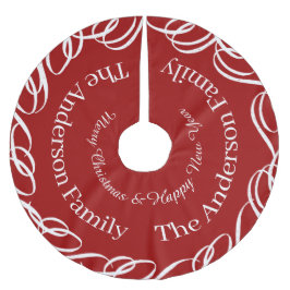 Red God jul Swirl Design Personlig Julgransmatta Borstad Polyester