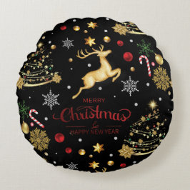 Red God jul TreeThrow Pillow Rund Kudde