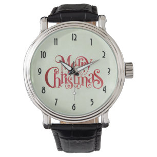 Red God jul Typography Festive Teckensnitt Armbandsur