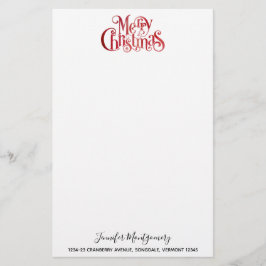 Red God jul Typography Festive Teckensnitt Brevpapper