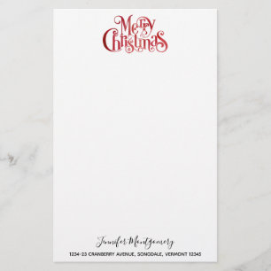 Red God jul Typography Festive Teckensnitt Brevpapper