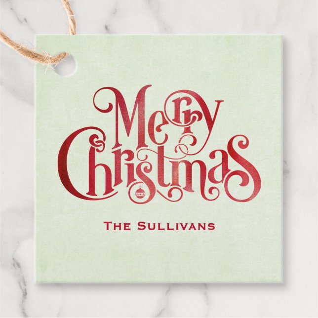 Red God jul Typography Festive Teckensnitt Gåvor Etiketter (Framsida)