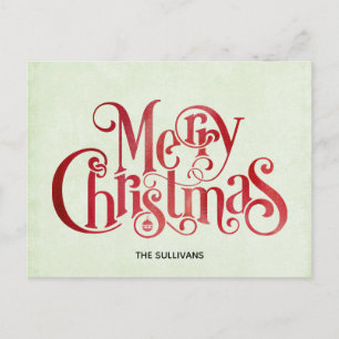Red God jul Typography Festive Teckensnitt Helg Vykort