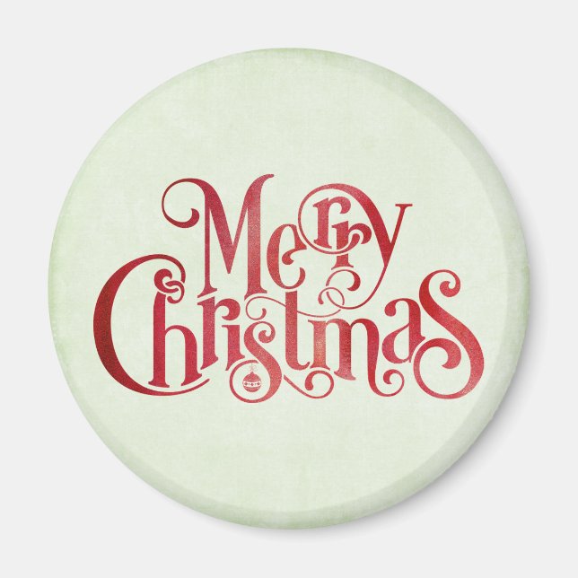 Red God jul Typography Festive Teckensnitt Magnet (Framsidan)