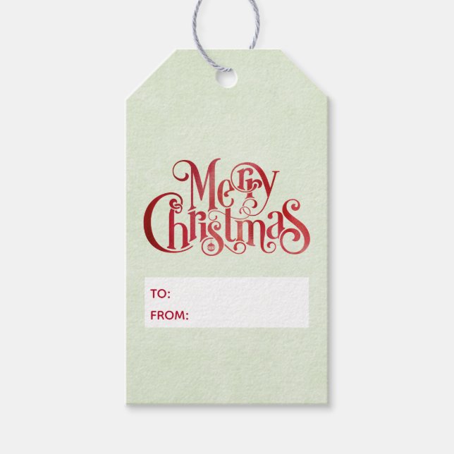 Red God jul Typography Festive Teckensnitt Presentetikett (Framsidan)