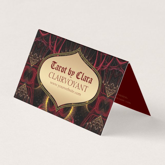 Red Goddes Temple Tarot Folded Affärskort Visitkort (Framsida)