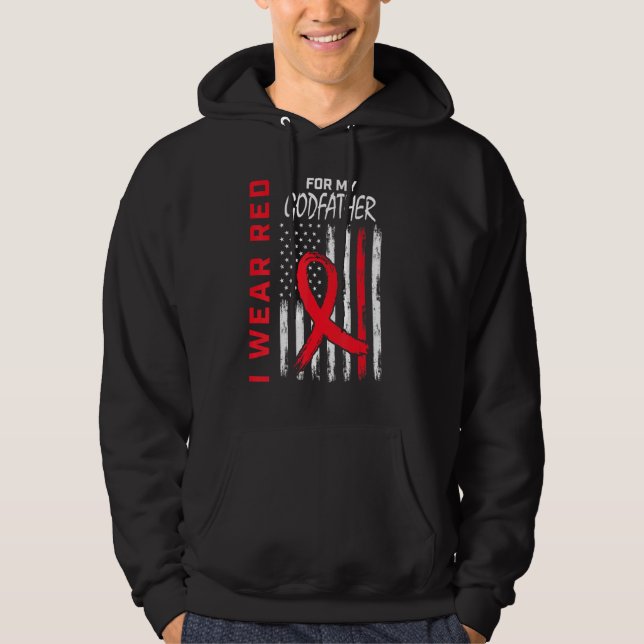 Red Godfather Heart Disease Awareness Flag Matchin Hoodie (Framsida)