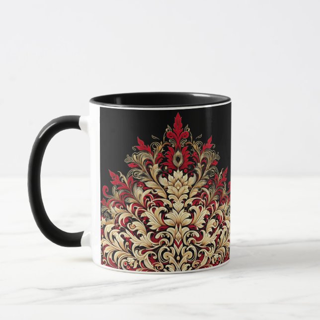 Red Gold and Black Damask  Mugg (Vänster)