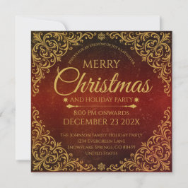 Red Gold and Velvet Elegant Christmas Inbjudningar