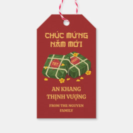 Red & Gold Banh Chung Ochna Vietnamese Tet 2026 Presentetikett