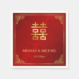   Red  Gold Chinese Wedding Custom  Pappersservett