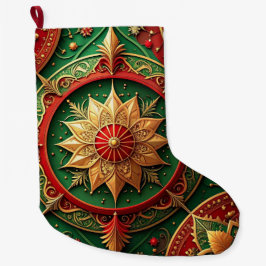Red Gold Christmas Holiday Stocking Stor Julstrumpa