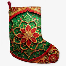 Red Gold Christmas Holiday Stocking Stor Julstrumpa