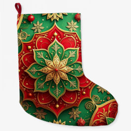 Red Gold Christmas Holiday Stocking Stor Julstrumpa