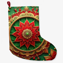 Red Gold Christmas Holiday Stocking Stor Julstrumpa