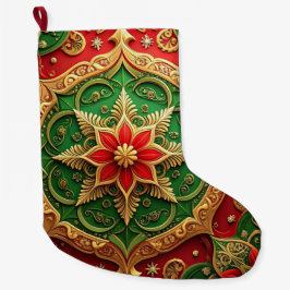 Red Gold Christmas Holiday Stocking Stor Julstrumpa