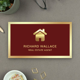 Red Gold Foil Home Logotyp Real Gods Agent Visitkort