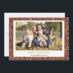 Red - Gold Foil Löv God jul Family Photo Julkort<br><div class="desc">Rött - Guld-foto-foto-kort för Löv enkelt och modernt God jul. Bild och namn kan bytas ut mot detta enkla och elegant julkort.</div>