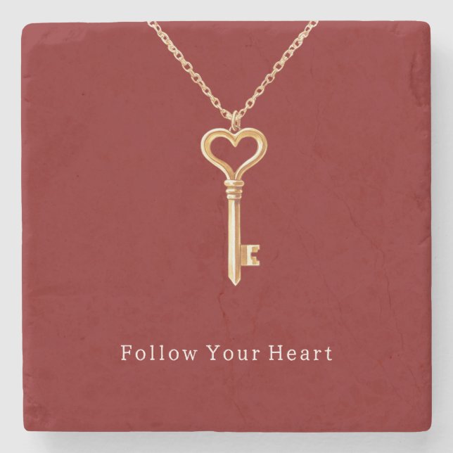 Red Gold Heart Chain  Stenunderlägg (Framsidan)