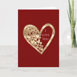 Red Gold Hearts Love Kort