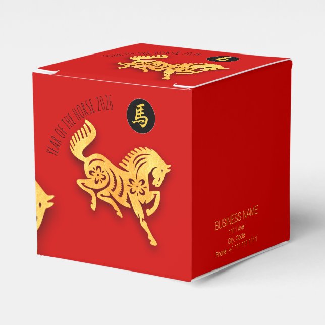 Red Gold Horse Papercut Chinese New Year 2026 CFB Presentaskar (Framsidan Sidan)