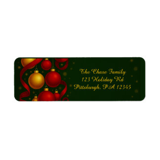 Red & Gold Ornament return address Returadress Etikett