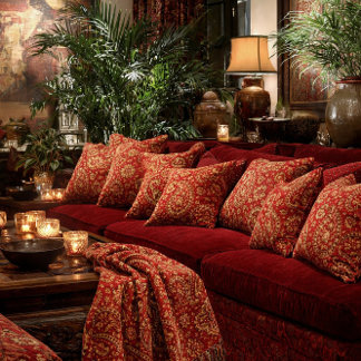 Red & Gold Paisley Designer Pillows - Room Design Kudde