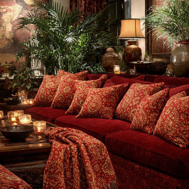 Red & Gold Paisley Designer Pillows - Room Design Kudde (Skapare uppladdad)