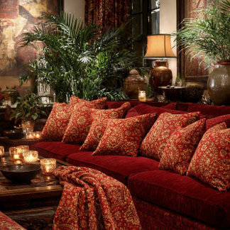 Red & Gold Paisley Pattern Throw - Room Design  Filt