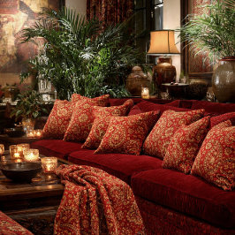 Red & Gold Paisley Pillows - Customizable  Kudde