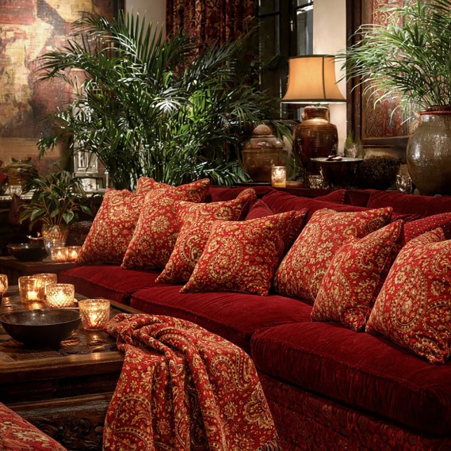 Red & Gold Paisley Pillows - Customizable  Kudde (Skapare uppladdad)