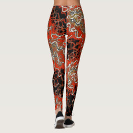Red Gold Swirl Leggings