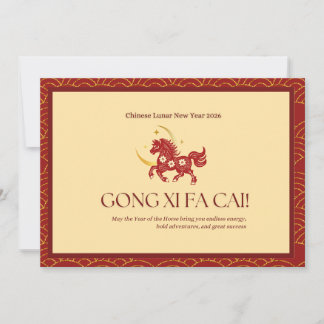 Red & Gold Year of Horse  Julkort