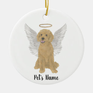 Red Golden Apricot Doodle Sympathy Memorial Pillar Julgransprydnad Keramik