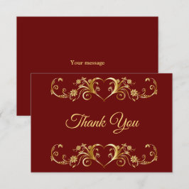 Red Golden Geometric Elegant bröllop Tack Kort