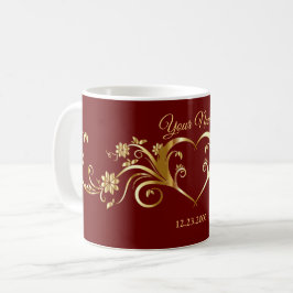Red Golden Geometric Elegant Wedding Party Kaffemugg