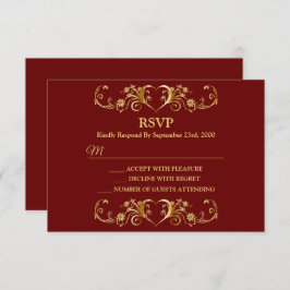 Red Golden Geometric Trendy Wedding OSA Kort