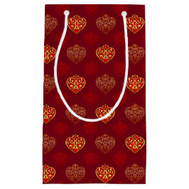 Red & Golden Krona Hearts Patterned Gift Bag