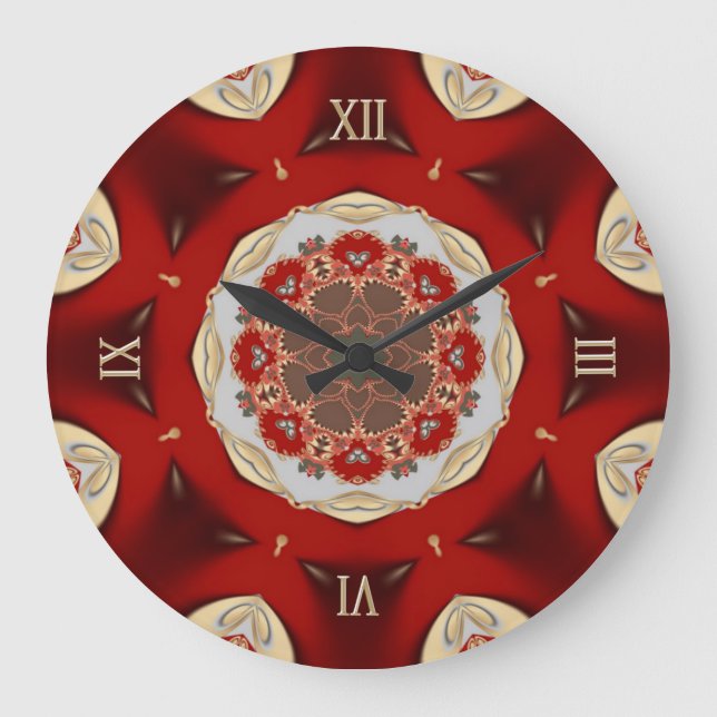Red Golden Land Snöre Home Declock Clock Stor Klocka (Framsida)