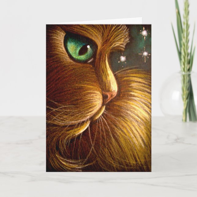 RED GOLDEN PERSIAN CAT-HELGDAG Card Helgkort (Framsida)
