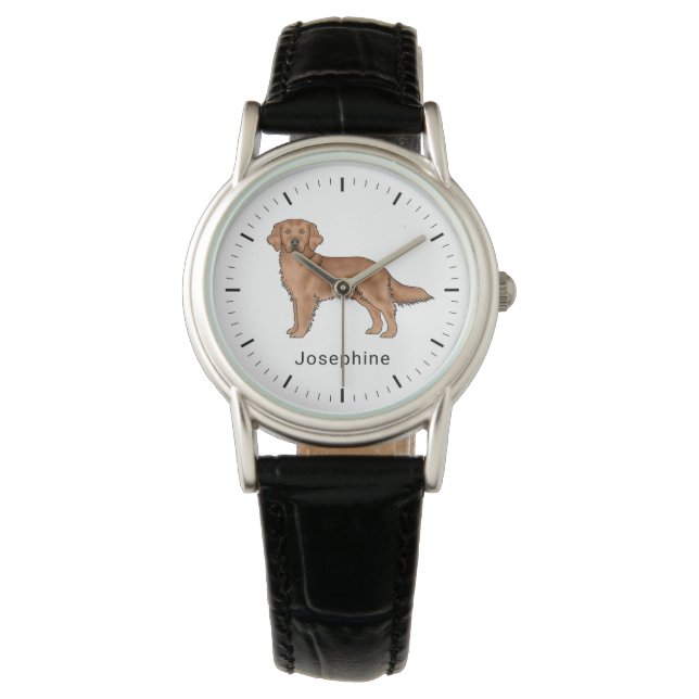 Red Golden Retriever Cute Hund med eget namn Armbandsur (Framsida)