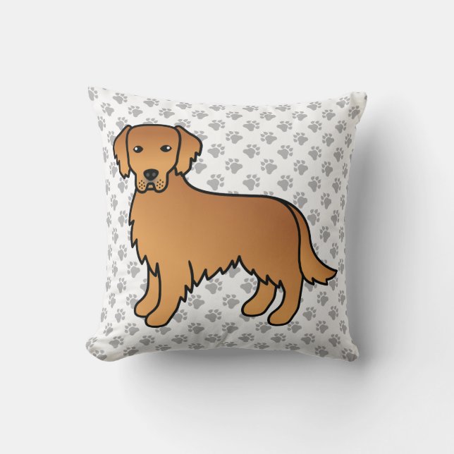 Red Golden Retriever Cute Hund & Tassar Kudde (Framsida)